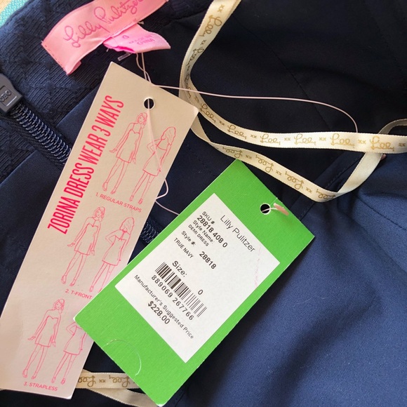 NWT Lilly Pulitzer “Demi” Ornate Embroidered Navy Dress size 0 - Picture 6 of 8